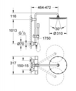 Dimensions Grohe Rainshower 310