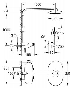 Dimensions de la Grohe Smart Control